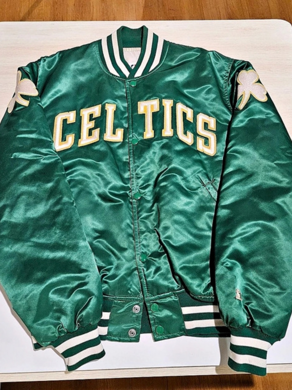 Rare Starter Vintage Boston Celtics NBA Satin Starter Jacket Green White
